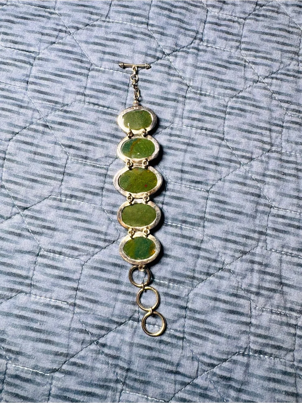 Vtg Silver and Green Bracelet